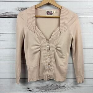 Rosie Neira Anthropologie short sleeve cropped cardigan sweetheart neckline S